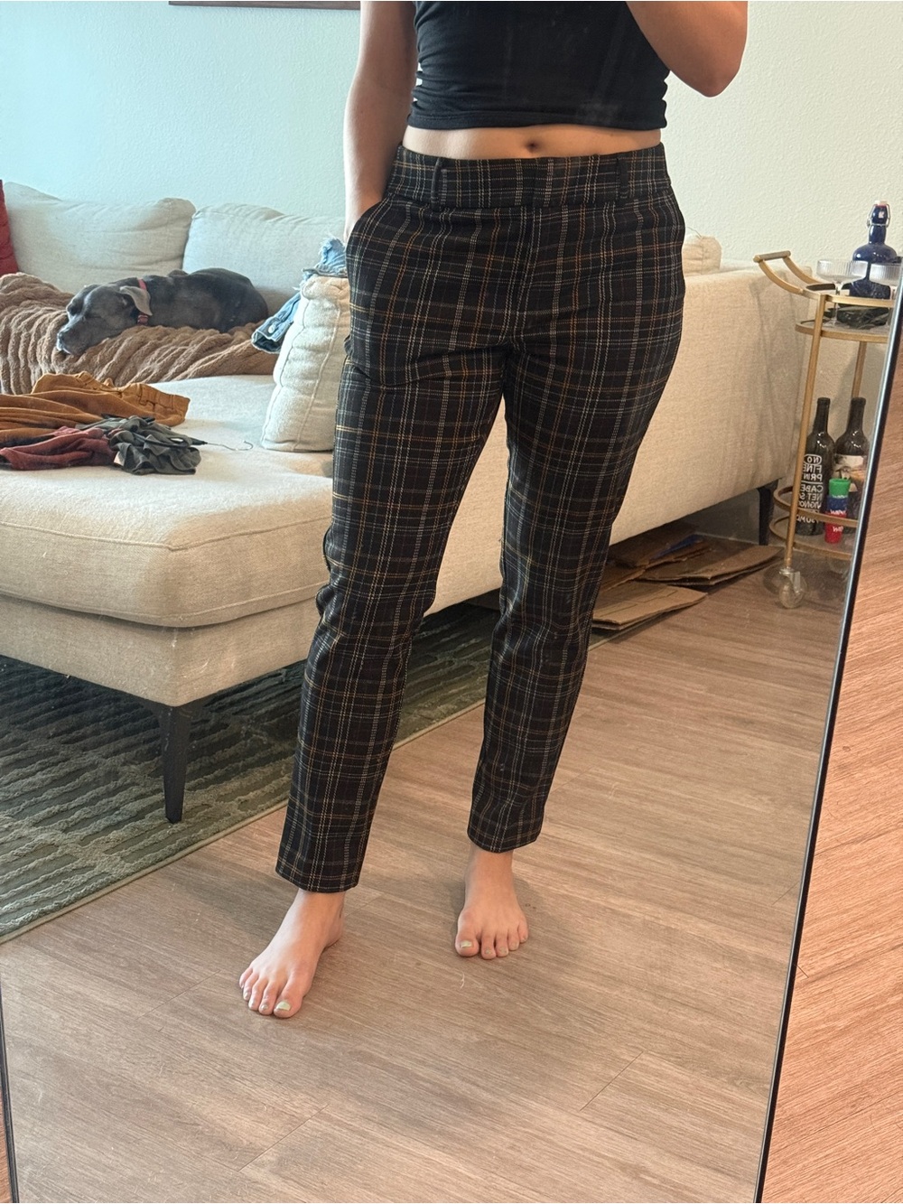 Ann Taylor Black Plaid Cropped Trousers